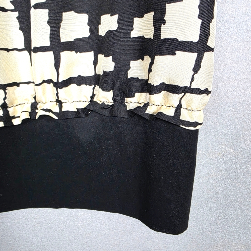 Suzi Chin For Maggy Boutique Dress 100% Silk Cream Black Size 12 - Picture 2 of 7